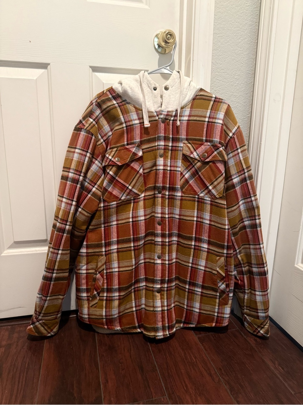Legendary Whitetails Rust, Olive & Cream Plaid Hooded Shirt Jacket